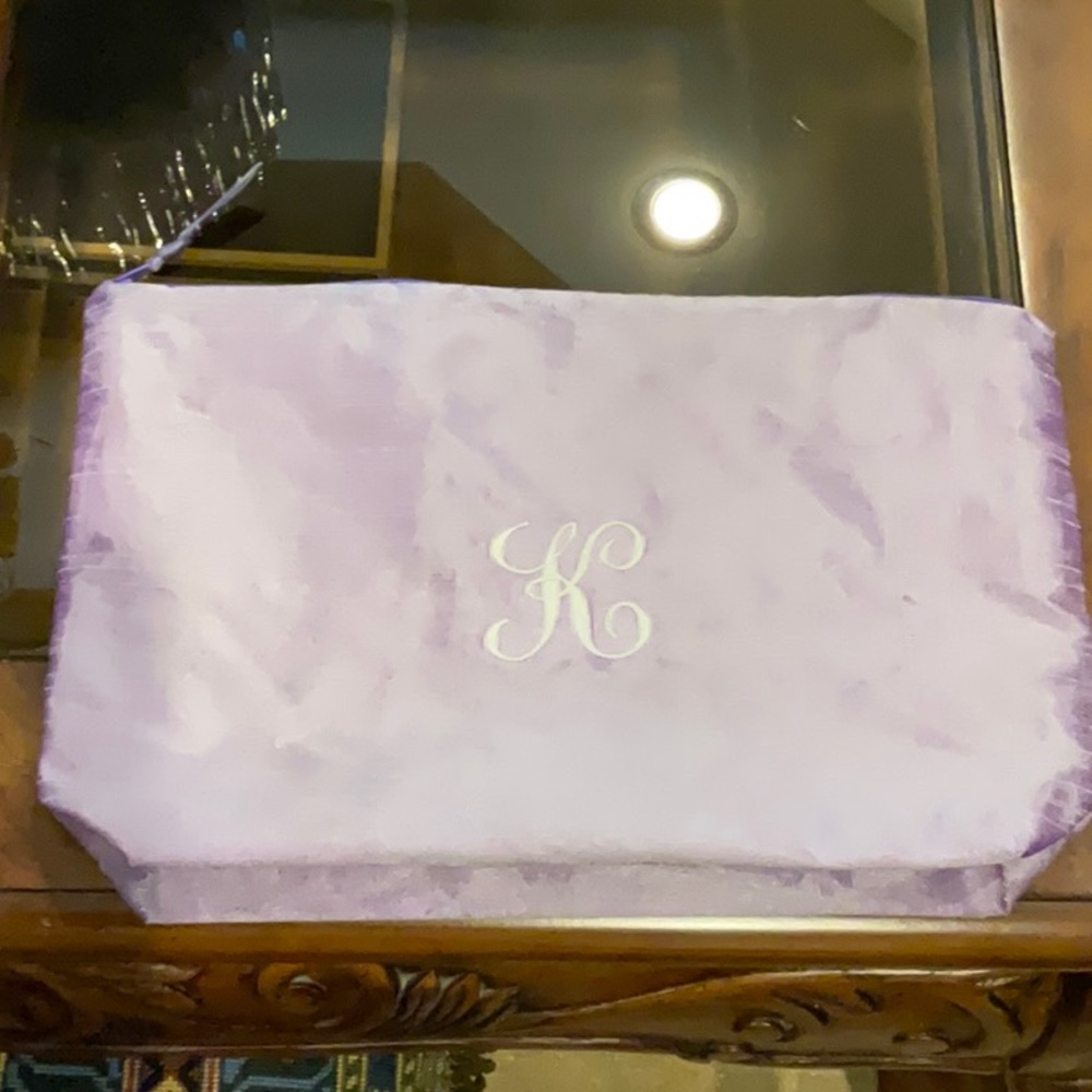 Wonderful purple silk lingerie/ hosiery bag.  Monogram “K” on front.  Like new.